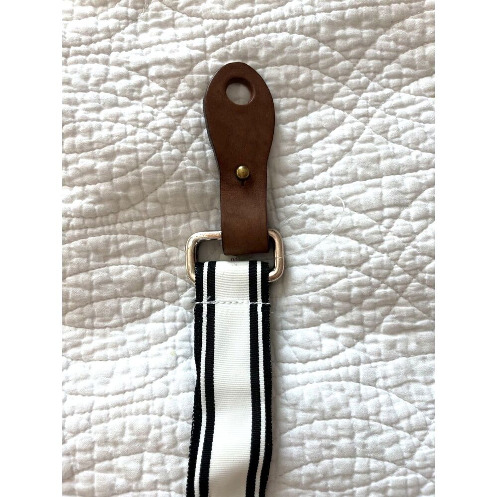 Polo Ralph Lauren Vintage Ribbon Belt Mens Black White Striped Double D-Ring XL - Picture 8 of 10